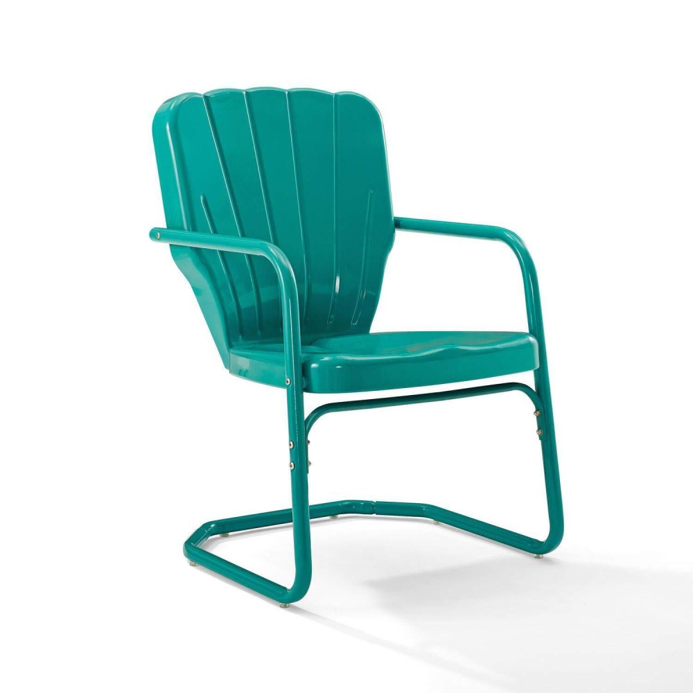 Crosley Furniture Co1031-Tu Ridgeland Retro Metal Chair, Turquoise, Set Of 2