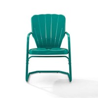 Crosley Furniture Co1031-Tu Ridgeland Retro Metal Chair, Turquoise, Set Of 2