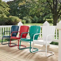 Crosley Furniture Co1031-Tu Ridgeland Retro Metal Chair, Turquoise, Set Of 2