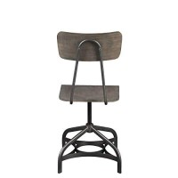Benjara Adjustable Side Chairs With Wooden Swiveling Seats, Set Of Two, Gray,