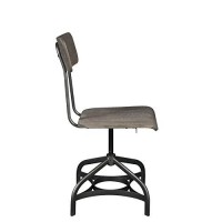 Benjara Adjustable Side Chairs With Wooden Swiveling Seats, Set Of Two, Gray,