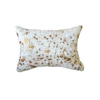 Homeroots Natural & Gold Cowhide, Microsuede, Polyfill 12 X 20 X 5 Impressive Natural And Gold Torino Kobe Cowhide Pillow