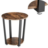 Benjara Stylish Iron And Wooden End Table With Open Bottom Storage Shelf, Brown And Black,
