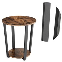 Benjara Stylish Iron And Wooden End Table With Open Bottom Storage Shelf, Brown And Black,