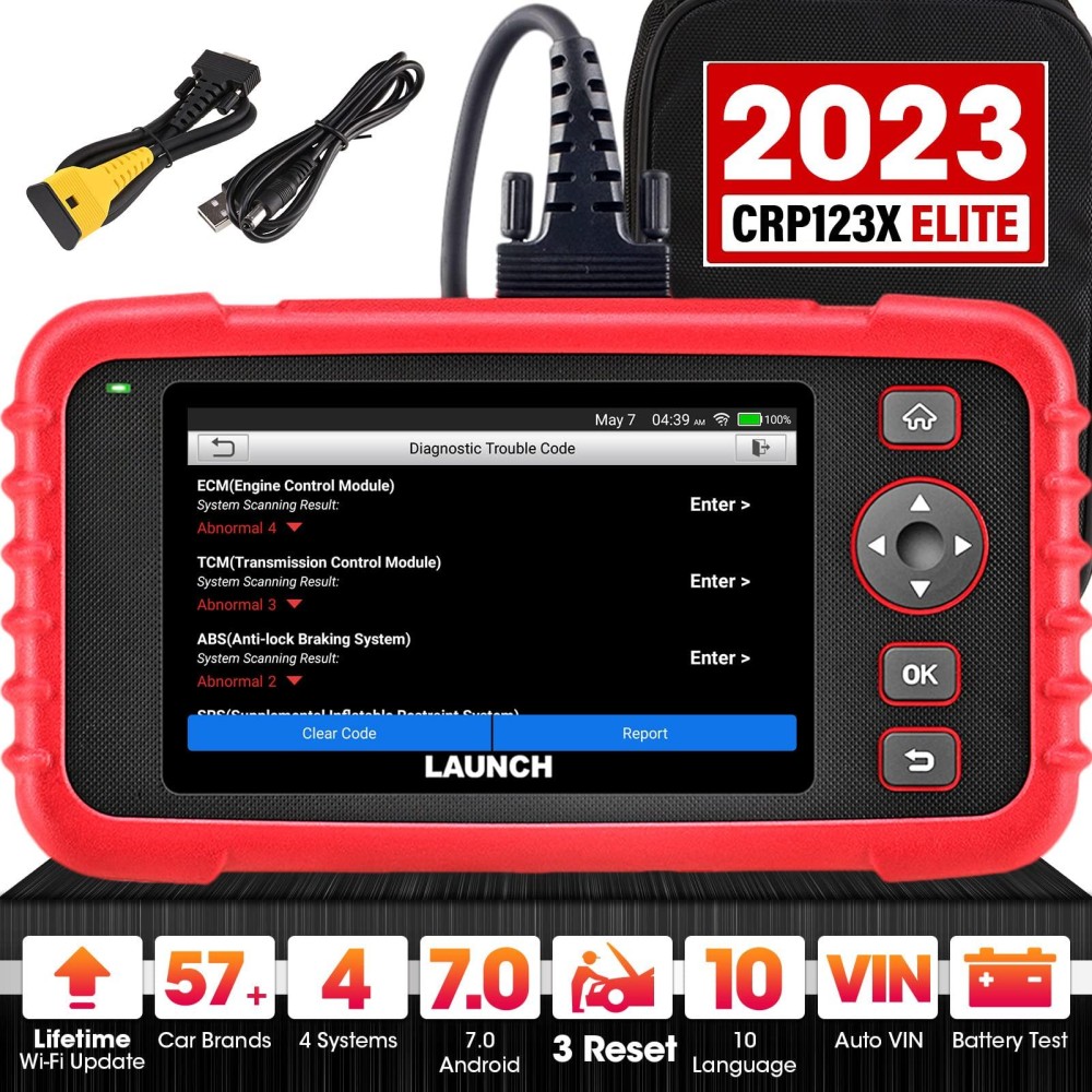 Launch Crp123X Elite Lifetime Free Online Update Scan Tool, Sas Calibration/Throttle Reset/Oil Reset Obd Scanner Diagnostic Tool, Abs Srs Transmission Car Scanner, Battery Test, Auto Vin