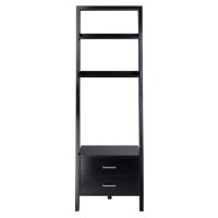 Winsome Bellamy 2-Shelf 69H Leaning Bookcase, Black (29522)