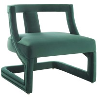Modway Requisite Performance Velvet Guest Reception Accent Chair In Green