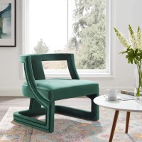 Modway Requisite Performance Velvet Guest Reception Accent Chair In Green