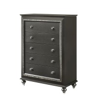 Acme Kaitlyn Wooden 5-Drawer Chest In Metallic Gray