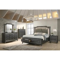 Acme Kaitlyn Wooden 5-Drawer Chest In Metallic Gray