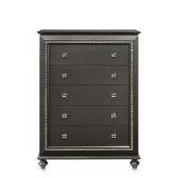 Acme Kaitlyn Wooden 5-Drawer Chest In Metallic Gray