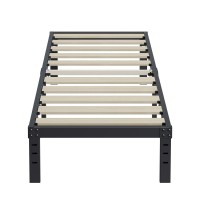 Ziyoo Twin Bed Frame 14 Inch High 3 Inches Wide Wood Slats With 2500 Pounds Support, No Box Spring Needed For Foam Mattress,Underbed Storage Space, Easy Assembly, Noise Free