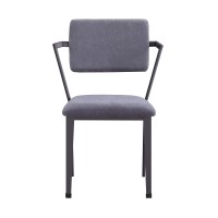 Acme Cargo Metal Frame Upholstered Chair In Gray And Gunmetal