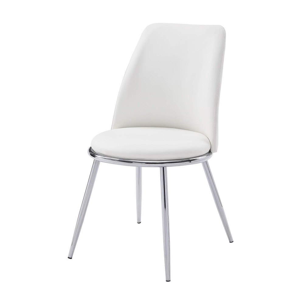 Acme Weizor Side Chair (Set-2) - - White Pu & Chrome