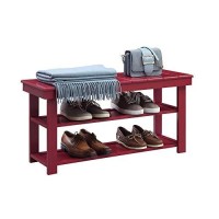 Convenience Concepts Oxford Utility Mudroom Bench, Cranberry Red