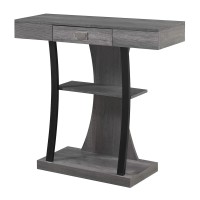 Convenience Concepts Newport 1 Drawer Harri Console Table With Shelves, Charcoal Gray