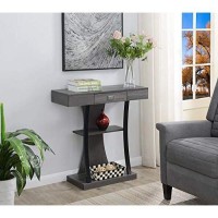 Convenience Concepts Newport 1 Drawer Harri Console Table With Shelves, Charcoal Gray