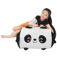 Panda Stuffed Animal Bean Bag Chair Cover Toy Storage Large Size 24X24 Inch Velvet Extra Soft Plush Organization For Kids Toys Blankets Towels Clothes Household Supplies