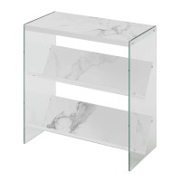 Convenience Concepts Soho Bookcase White Faux Marble Glass