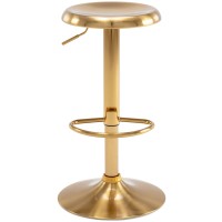 Brage Living Adjustable Bar Stool, Swivel Round Metal Airlift Barstool, Backless Counter Height Bar Chair For Kitchen Dining Room Pub Cafe, 1 Pc (Gold)