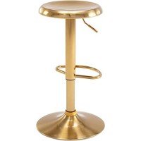 Brage Living Adjustable Bar Stool, Swivel Round Metal Airlift Barstool, Backless Counter Height Bar Chair For Kitchen Dining Room Pub Cafe, 1 Pc (Gold)