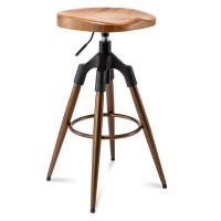 Brage Living 29-325 Inch Industrial Adjustable Bar Stool, Swivel Wood Seat Barstool With Metal Legs, Backless Heavy Duty Airlift Bar Chair For Kitchen Dining Pub Cafe (Bronze)