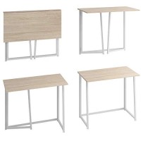 4Nm 315 Folding Desk, Simple Assembly Computer Desk Study Writing Table For Small Space Officeshome - Natural And White