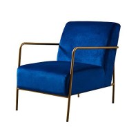 Versanora Chelsea Armchair With Metal Leg, Navy Blue/Gold