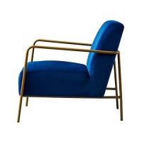 Versanora Chelsea Armchair With Metal Leg, Navy Blue/Gold
