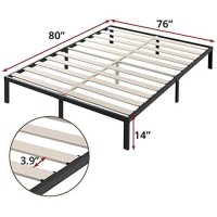 Tatago 14 Inch King Size Bed Frame, 3500Lbs Load Heavy Duty Metal Platform, Mattress Foundation With Wooden Slats, Anti-Slip, Noise Free And No Box Spring Needed