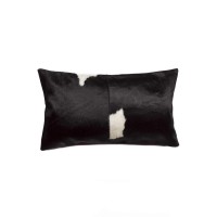 Homeroots Cowhide, Microsuede, Polyfill 12 X 20 X 5 Modern Black & White Torino Kobe Cowhide Pillow