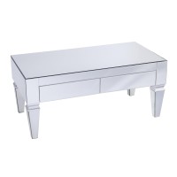 Sei Furniture Darien Contemporary Mirrored Rectangular, Rectangle Coffee Table, Silver