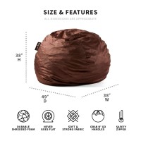 Big Joe Fuf Large Foam Filled Bean Bag Chair With Removable Cover, Cocoa Lenox, 4Ft Big