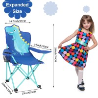 Kaboer Kids Outdoor Folding Lawn And Camping Chair With Cup Holder And Carrying Bag,Children'S Camping Chairs For Outdoor Beach Travel,Dinosaur Camp Chair