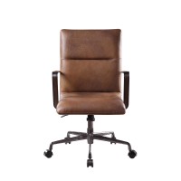 Acme Indra Leather Upholstered Swivel Office Chair In Vintage Chocolate