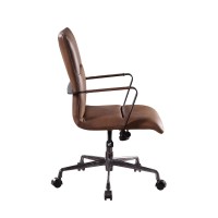 Acme Indra Leather Upholstered Swivel Office Chair In Vintage Chocolate