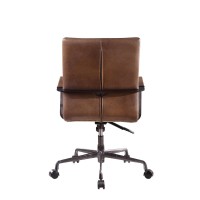 Acme Indra Leather Upholstered Swivel Office Chair In Vintage Chocolate