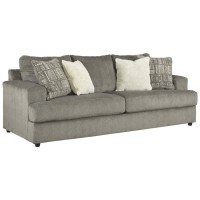 Signature Design By Ashley Soletren Contemporary Chenille Queen Sofa Sleeper With 4 Accent Pillows, Gray