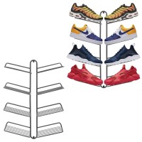 Mdesign Modern Metal Shoe Organizer Display & Storage Shelf Rack - Hang & Store Your Collection Of Kicks, Running, Basketball, Trainers, Tennis Shoes, Holds 16 Shoes, Wall Mount 2 Pack- Graphite Gray