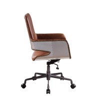 Acme Kamau Leather Upholstered Swivel Office Chair In Vintage Cocoa