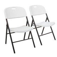 Amazon Basics Folding Plastic Chair, 350-Pound Capacity, White, 2-Pack