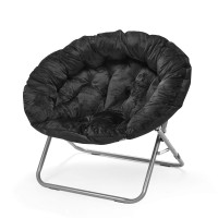 Urban Shop Oversized Micromink Moon Saucer Chair, Black - 37 L X 30 W X 30 D