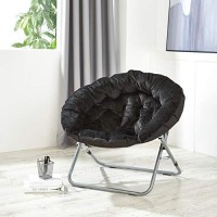 Urban Shop Oversized Micromink Moon Saucer Chair, Black - 37 L X 30 W X 30 D