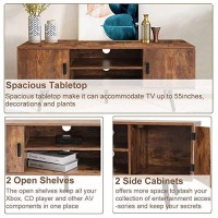 Iwell Tv Stand For 55 Inch Tv, Tv Console With 2 Storage Cabinet And Shelves, Tv Stands For Living Room/Bedroom, Rustic Brown