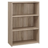 Monarch Specialties I Bookcase-36 H/Dark Taupe With 3 Shelves Bookcase, Brown
