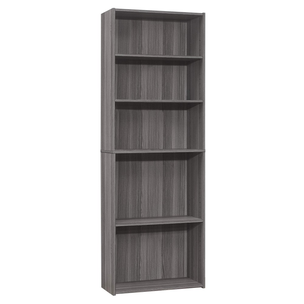 Monarch Specialties I Bookcase-72 Hgrey With 5 Shelves Bookcase, Gray
