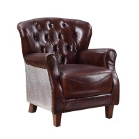 Acme Brancaster Accent Chair In Vintage Brown & Aluminum