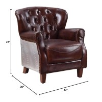 Acme Brancaster Accent Chair In Vintage Brown & Aluminum