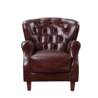 Acme Brancaster Accent Chair In Vintage Brown & Aluminum