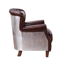 Acme Brancaster Accent Chair In Vintage Brown & Aluminum